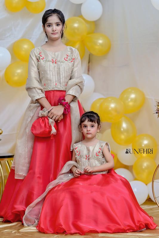 Reddish | Silk Handmade Lehenga Cholli | Girls Wear Wedding Dresses