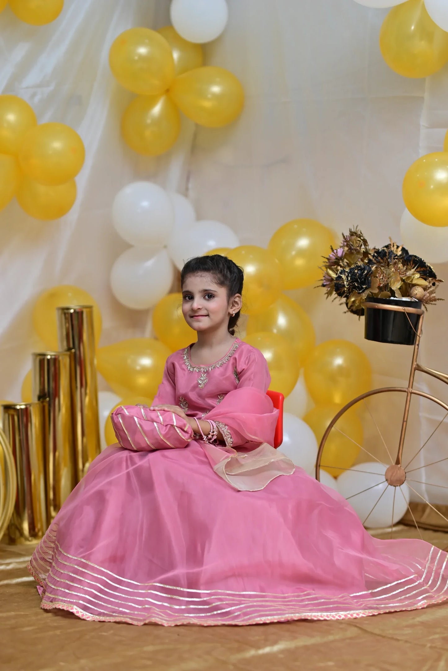 Blush | Organza Handmade Lehenga Cholli | Girls Party Wear Dress