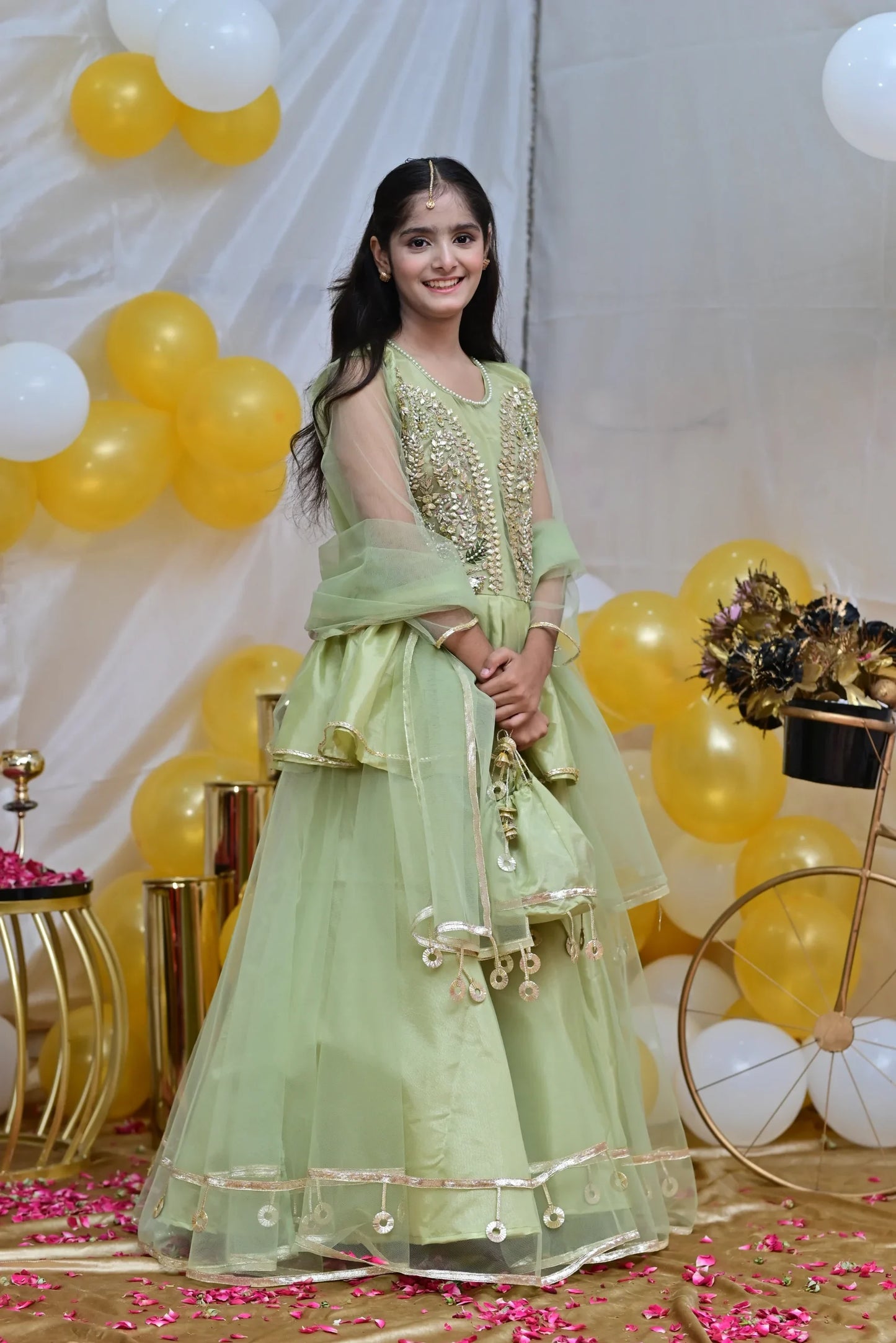 Gotta Kinari | Handwork Lehenga With Frock | Girls Party Wear Dress