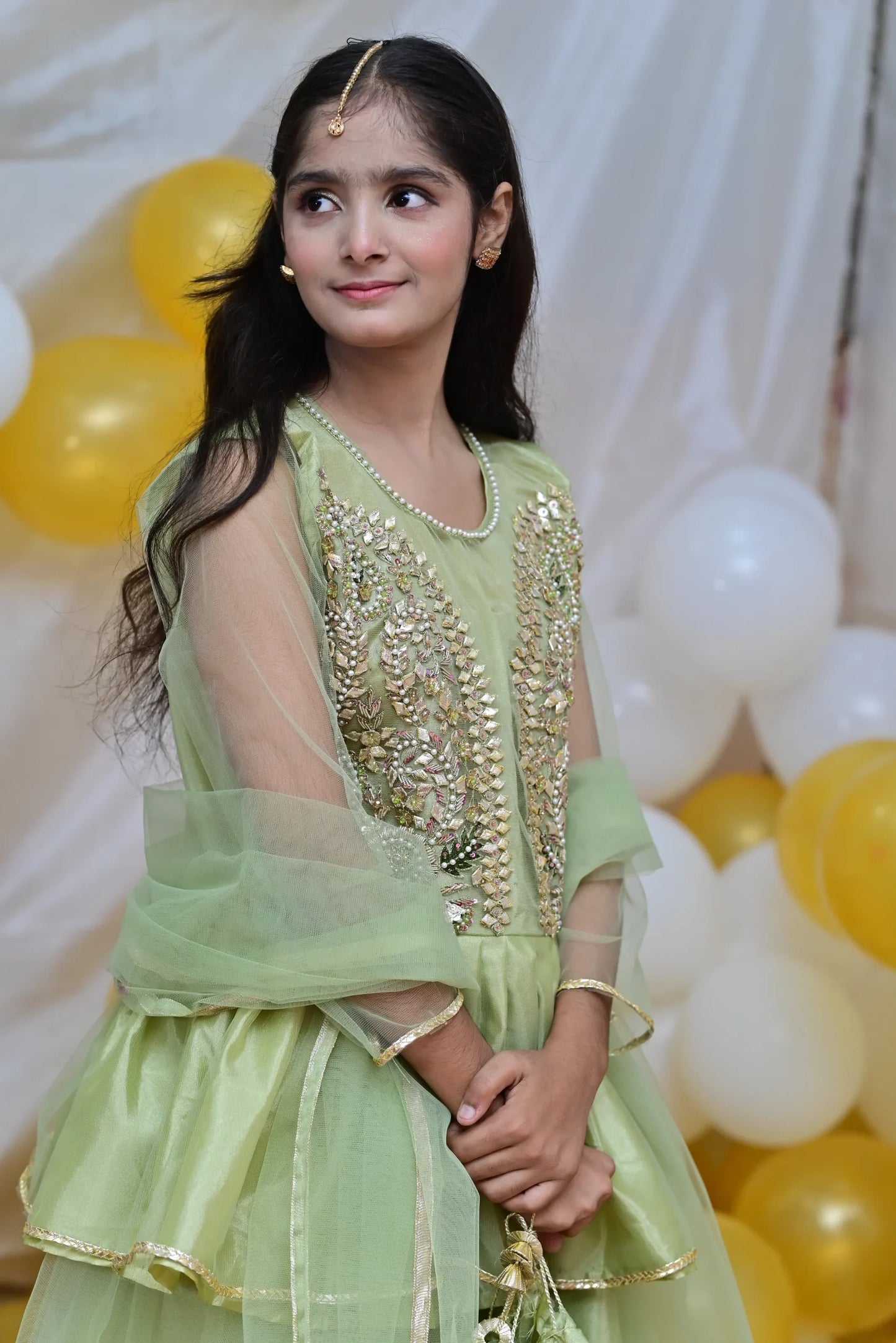 Gotta Kinari | Handwork Lehenga With Frock | Girls Party Wear Dress